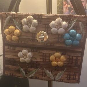 Floral Woven Handbag with Colorful Accents